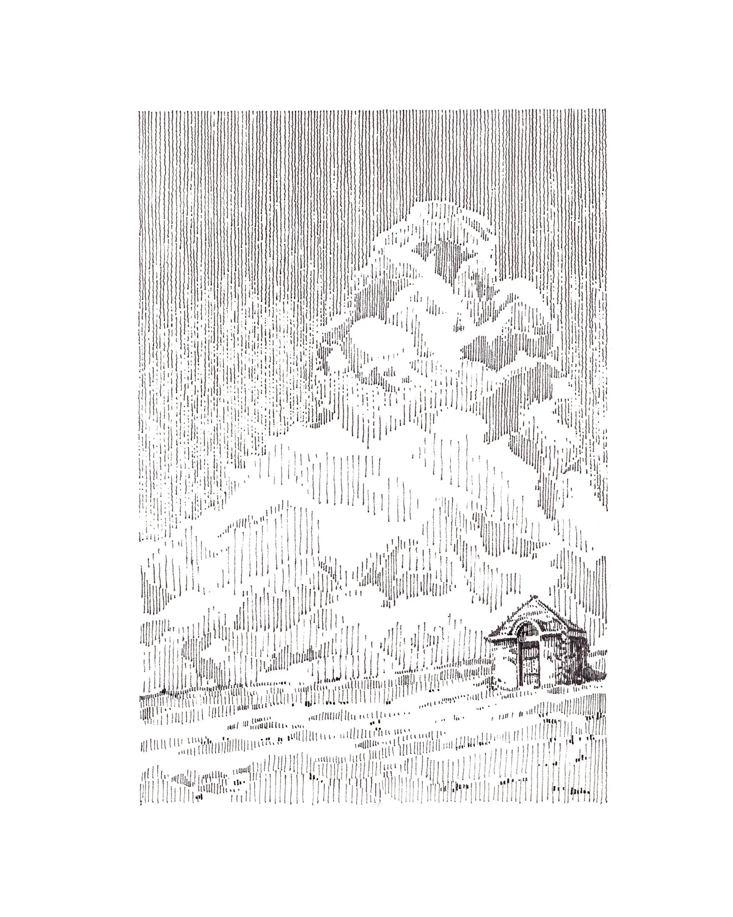Big cloud and house - Original Original drawing