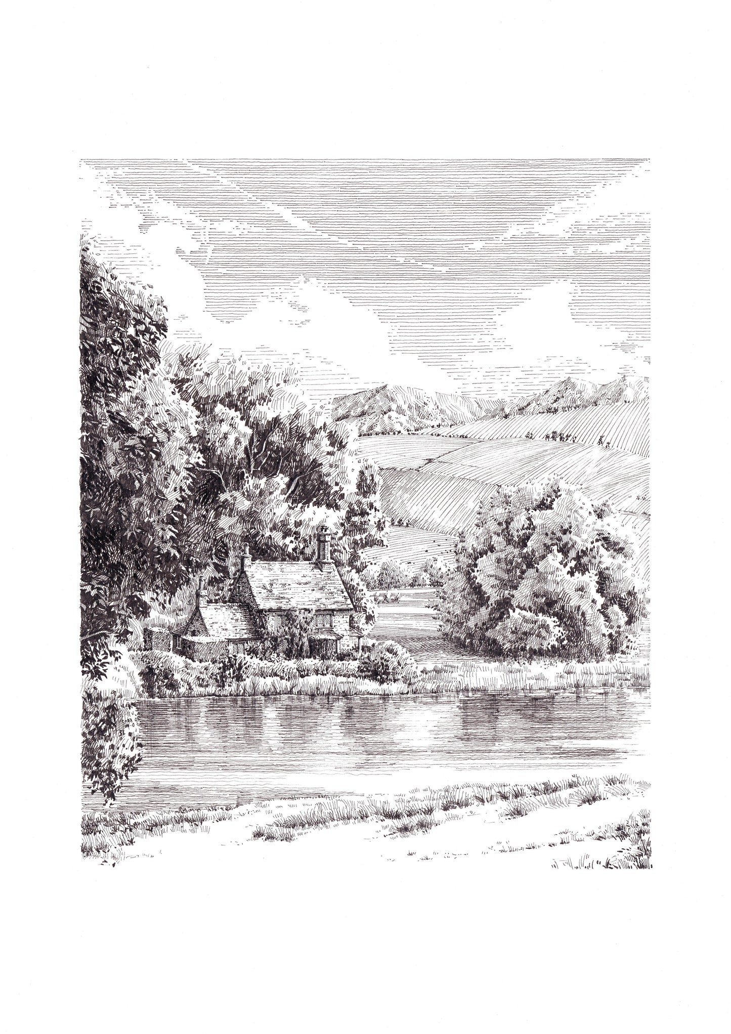 Cottage by the River, Wiltshire - Original