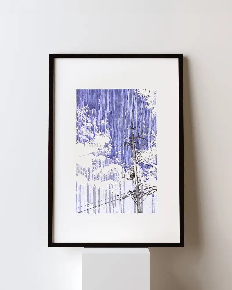 Blue sky and cables - Original Original drawing
