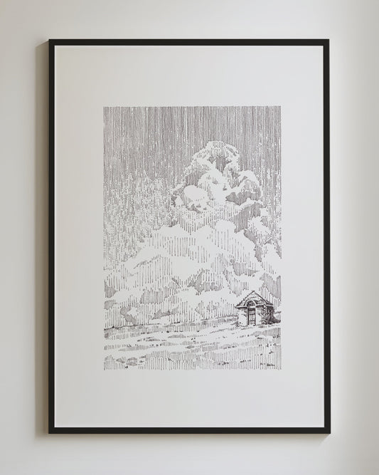 Big cloud and house - Original Original drawing