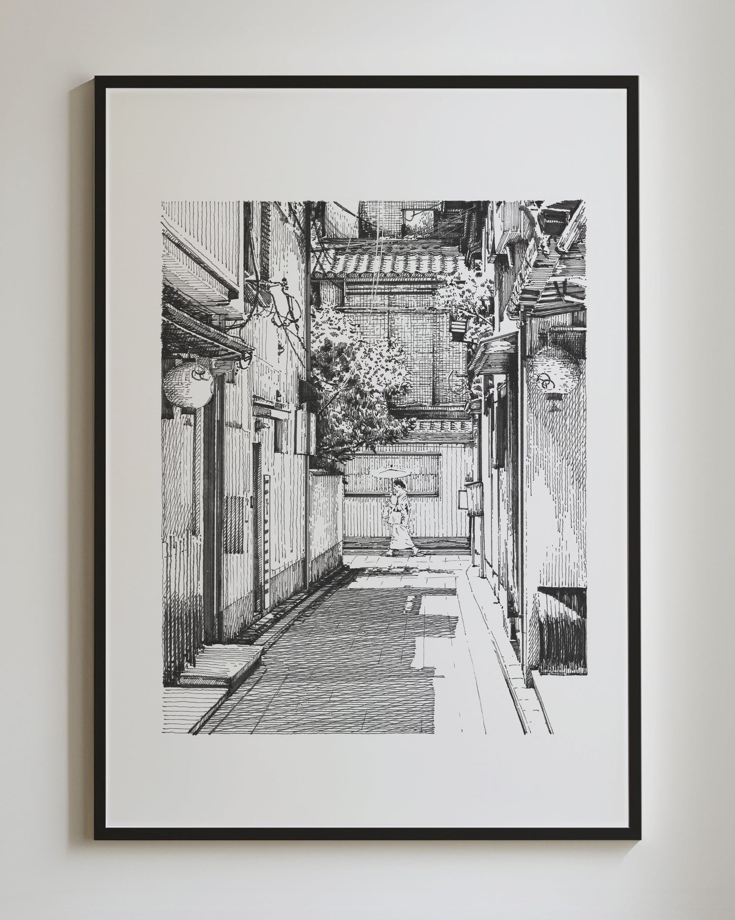 Japan village street - Original Original drawing