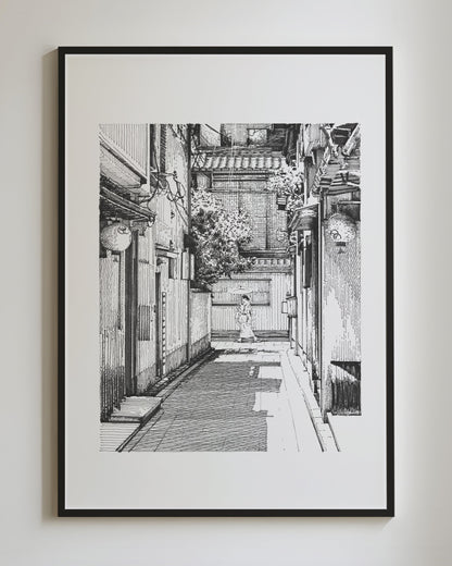 Japan village street - Original Original drawing