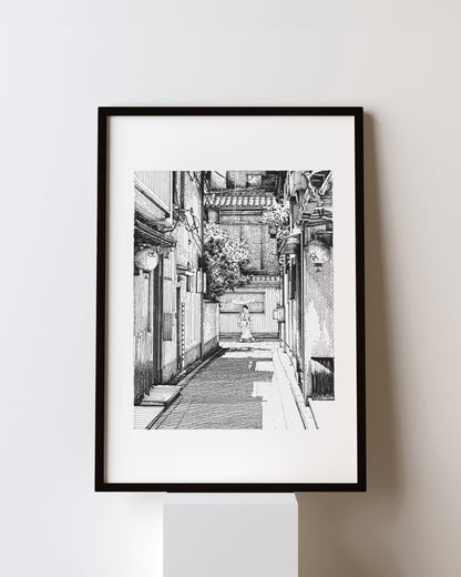 Japan village street - Original Original drawing