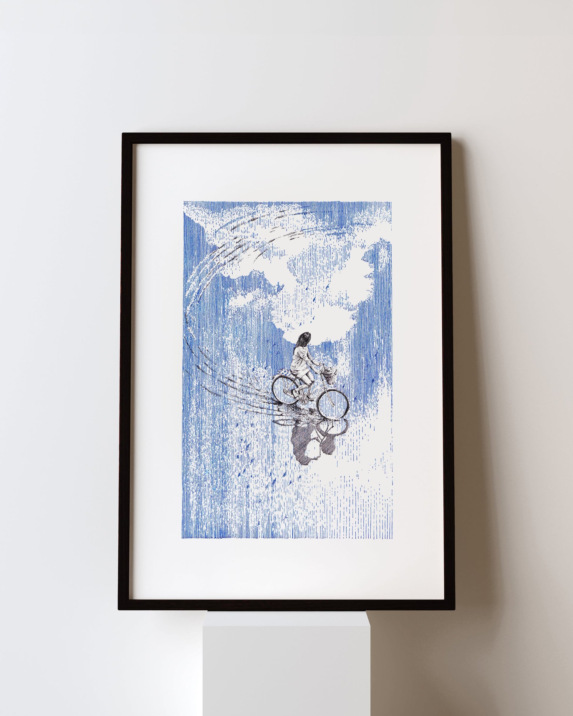 Woman and Bike - Original Original drawing