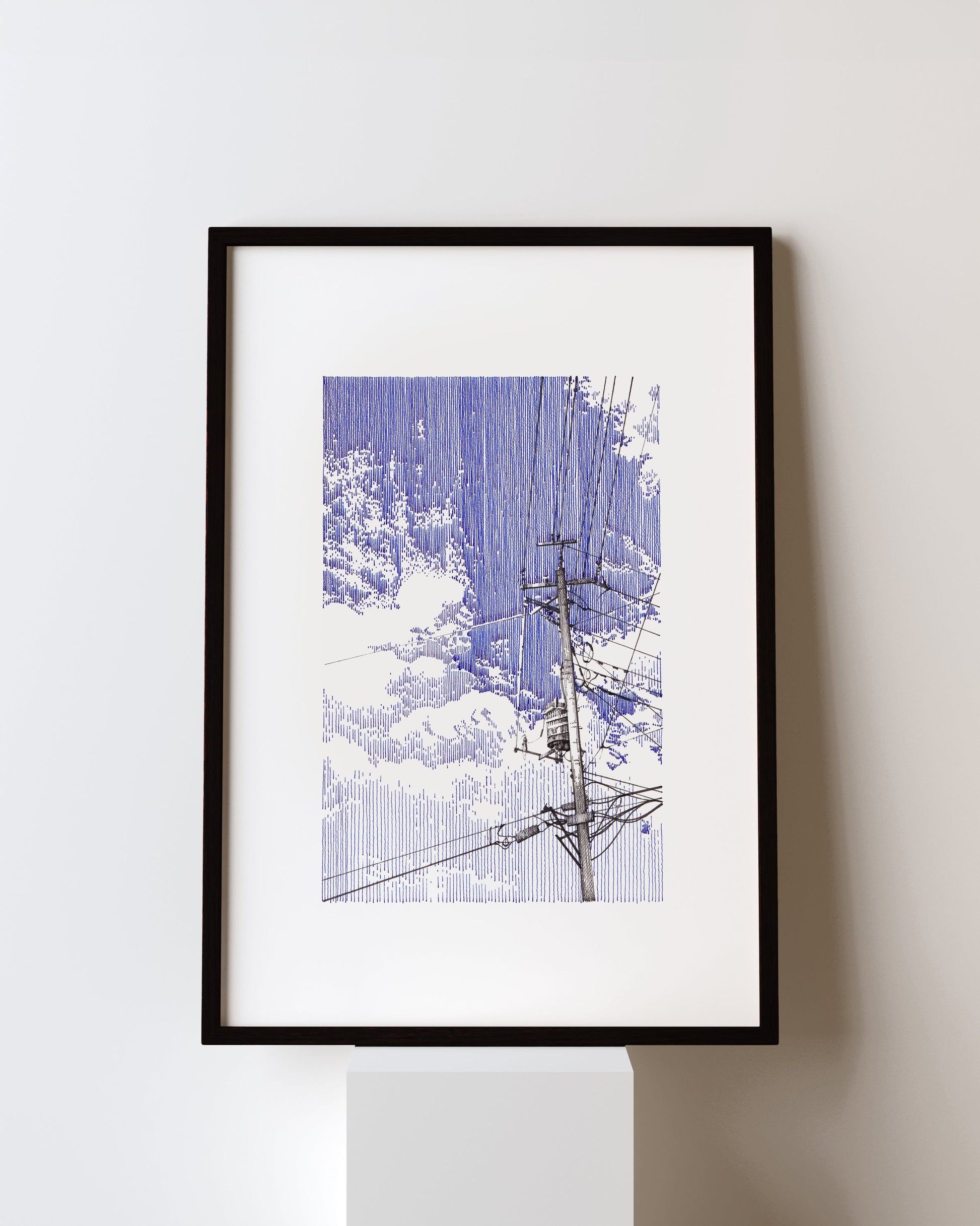 Blue sky and cables - Original Original drawing