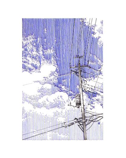 Blue sky and cables - Original Original drawing