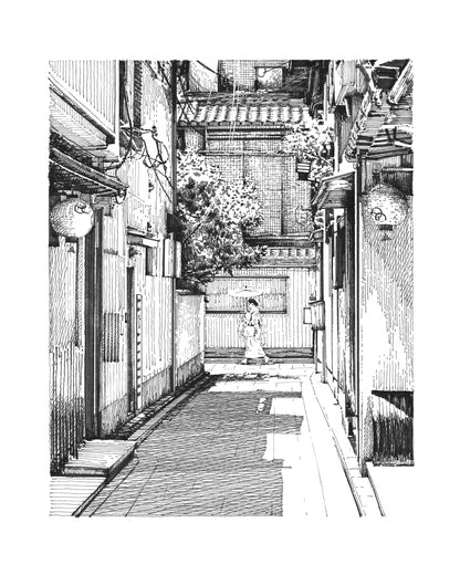 Japan village street - Original Original drawing