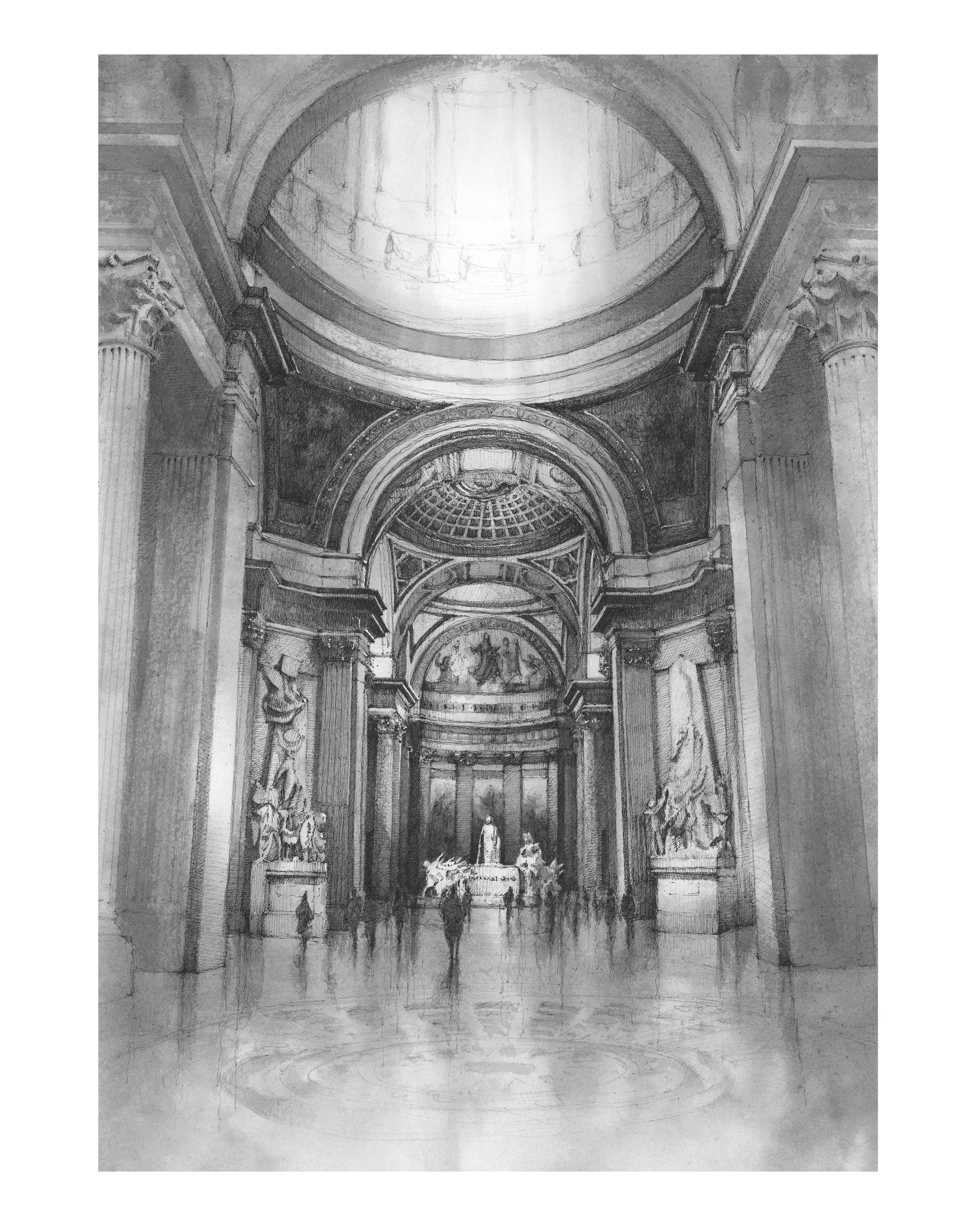 The Panthéon Paris - Original Original drawing